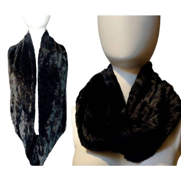 West Loop Women's Faux Fur Infinity Scarf Black - Picture 1 of 3